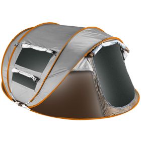5-8 Person Pop Up Tent Automatic Setup Camping Tent Waterproof Instant Setup Tent with 4 Mosquito Net Windows Carrying Bag for Hiking Climbing Adventu (Option: Khaki_5_8Person)