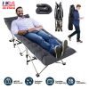 Folding Camping Cot Portable Sleeping Camping Bed Collapsible Travel Camp Cots Guest Bed Cot with 2-Sided Soft Pad 440LBS Max Load