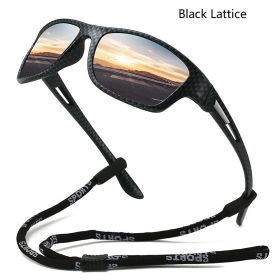 Fashion Camouflage Pattern Sports Polarized Sun Glasses With Chain Men Women Cycling Climbing Skiing Sunglasses UV400 Eyewear (Lenses Color: Chain-D668BlackLatti)