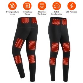 Winter Heated Pants for Men Women with 12 Heating Zones 5V USB Powered Heating Trouser with 3 Heating Levels Machine Washable for Outdoor Winter Activ (size: L)