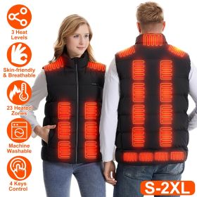 1Pc Heated Vest Men Women Heated Jacket with 23 Heating Zones 3 Heat Levels USB Powered Machine Washable for Winter Hiking Skiing Skating Outdoor Acti (size: XL)
