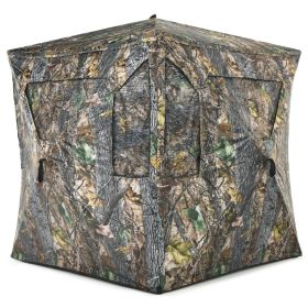 d3 Person Portable Pop-Up Ground Hunting Blind With Tie-downs (Option: With Holes on Mesh WIndows)